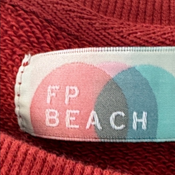 Free People Beach Summa Summa Ruffle Sweatshirt in Rust Boho Comfy Lounge Size L - Picture 2 of 10